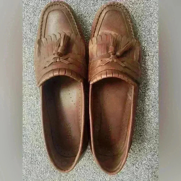 Bass Kiltie Tassel Loafers 13M Men’s Soft Chestnut Brown Leather - Picture 1 of 7